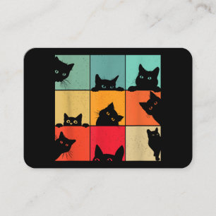 Cartão De Visita Gato Preto Curioso Vintage Retro Engraçado para Am