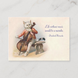 Cartão De Visita Gato que joga o violoncelo - frente e verso