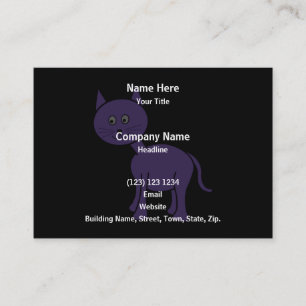 Cartão De Visita Gato roxo bonito. Desenhos animados do gato no