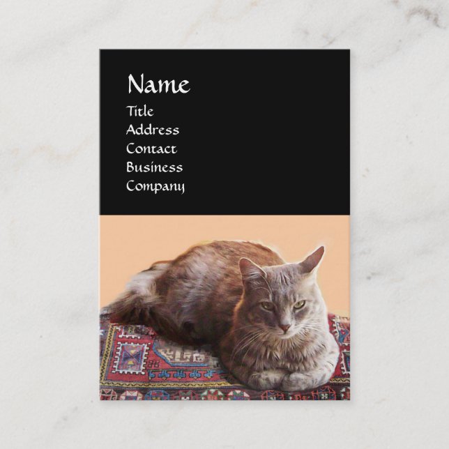 CARTÃO DE VISITA GATO TURCO NO ANTIGO MONOGRAMA DE CARPETE (Frente)