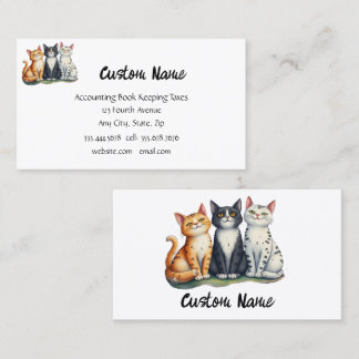 Cartão De Visita Gatos Cachorros Três Gatinhos Animais De Companhia