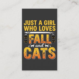 Cartão De Visita Gatos de Outono Design de Halloween para Meninas_1