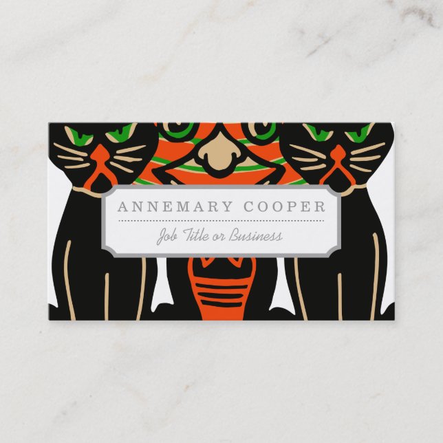 Cartão De Visita Gatos Pretos De Halloween De 1940 (Frente)