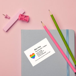 Cartão De Visita Gay Rainbow Heart LGBTQ Pro