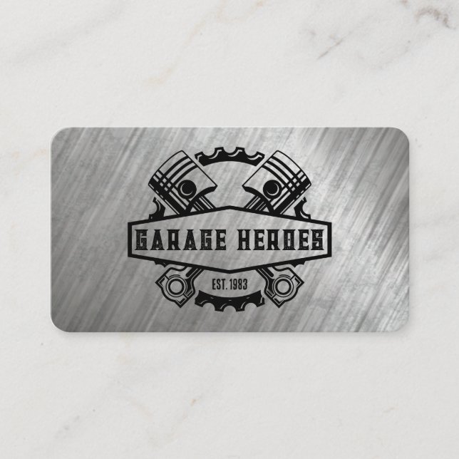 Cartão De Visita Gears Pistons | Metal | Serviços De Automóveis (Frente)