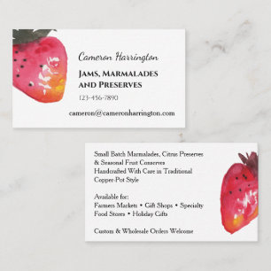 Cartão De Visita Geléia de Morango Aquarela Artesanal              