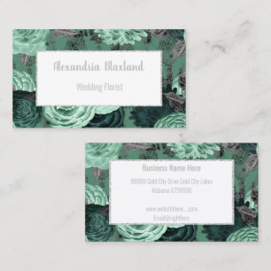 Cartão de visita GELO FLORORAL DE PRATA VERDE