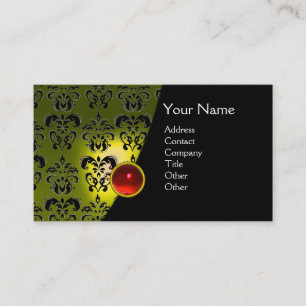 Cartão De Visita GEM DAMASK MONOGRAM - rubi amarelo