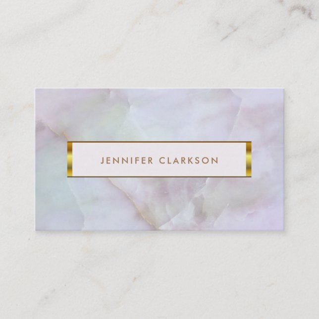 Cartão De Visita Gemstone Gemstone Dourado de quartzo roxo (Frente)