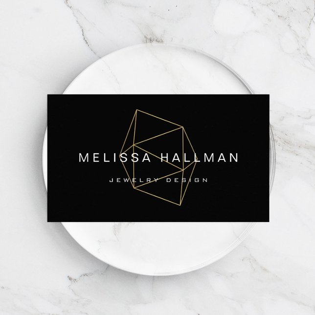 Cartão De Visita Gemstone Geométrico Moderno - Preto (Criador carregado)