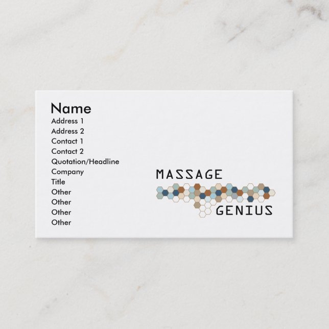 Cartão De Visita Gênio da massagem (Frente)