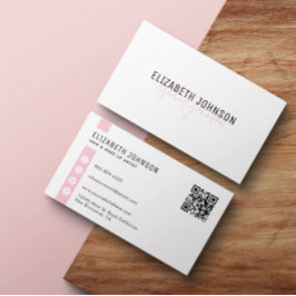 Cartão De Visita Genito Simples de QR Simples, Rosa Feminina