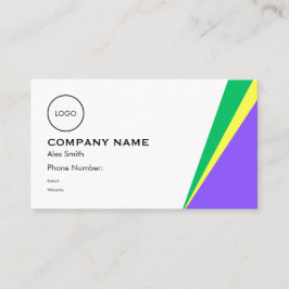 Cartão De Visita Geometric Design in Purple, Green and Yellow