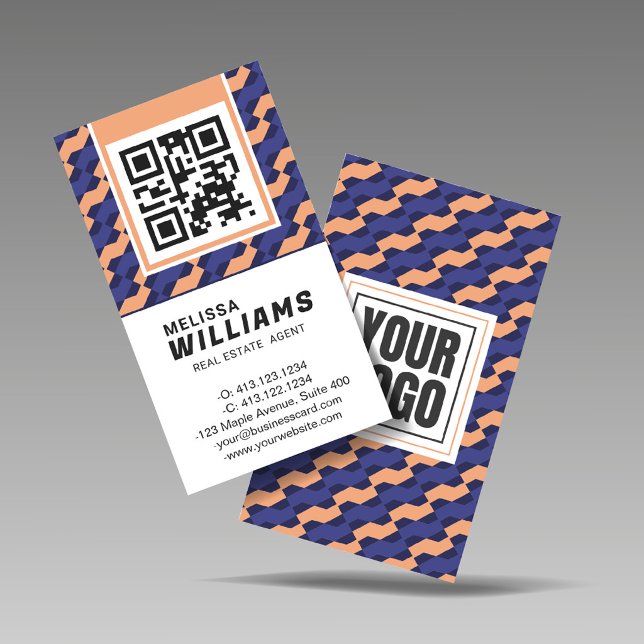 Cartão De Visita Geometric Interlocking Pattern Vertical  (Criador carregado)