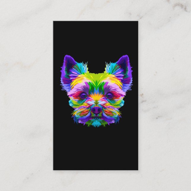 Cartão De Visita Geometric Yorkshire Terrier Yorkie Art Animal Love (Frente)