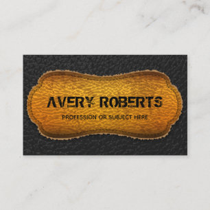 Cartão De Visita Geométrica do Elegante preto de Couro Clássico