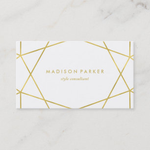 Cartão De Visita Geométrica Dourada Moderna Faux em Branco