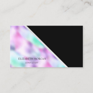 Cartão De Visita Geométrico Legal moderno, Elegante, Preto, Holográ