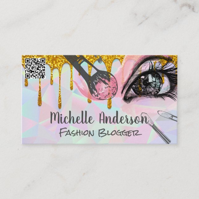 Cartão De Visita Geométrico | Makeup Brushes Glitter Drim (Frente)