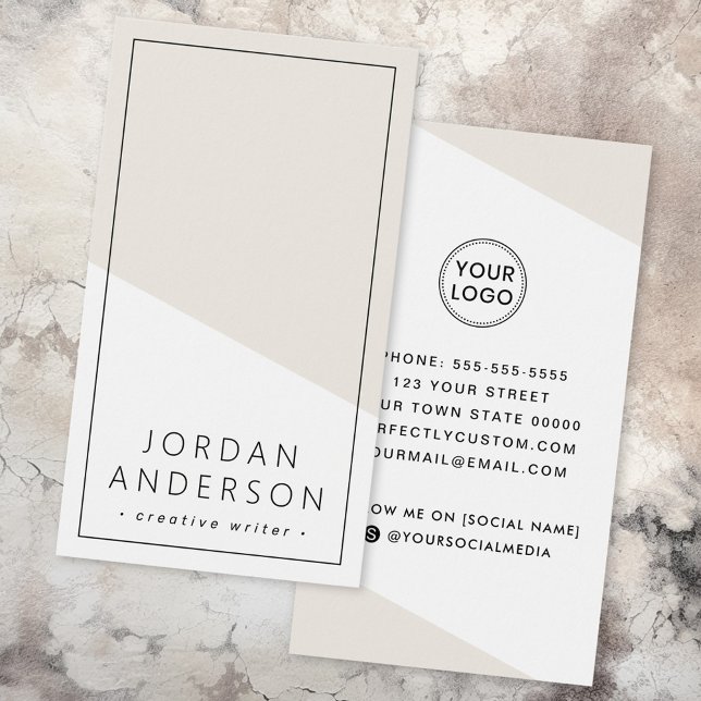 Cartão de visita geométrico moderno, castanho (Modern light tan brown geometric business card)