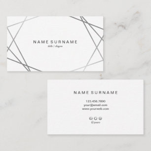 Cartão de visita geométrico moderno da prata do