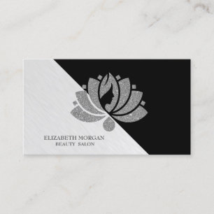 Cartão De Visita Geométrico Moderno, Lótus Silver Elegante