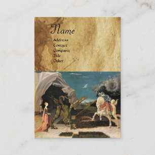 Cartão De Visita GEORGE DE santo E DRAGÃO,pergaminho,castanho,azul