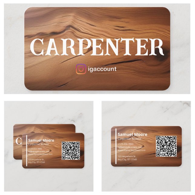 Cartão De Visita Gerador de Código QR de Modelos de Carpinteiro Mod (Modern Carpenter Templates QR Code Generator Business Card
)