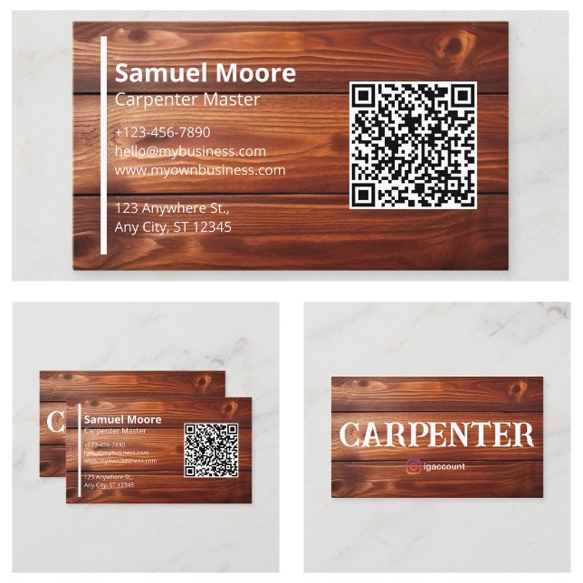 Cartão De Visita Gerador de Código QR de Modelos do carpinteiro (Carpenter Templates QR Code Generator Business Card
)
