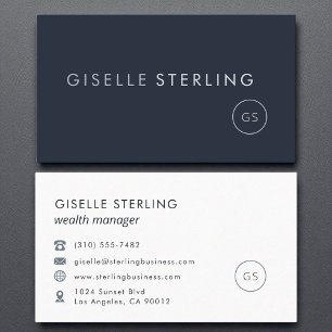 Cartão De Visita Gerenciador de Riqueza Marinho Azul Moderno