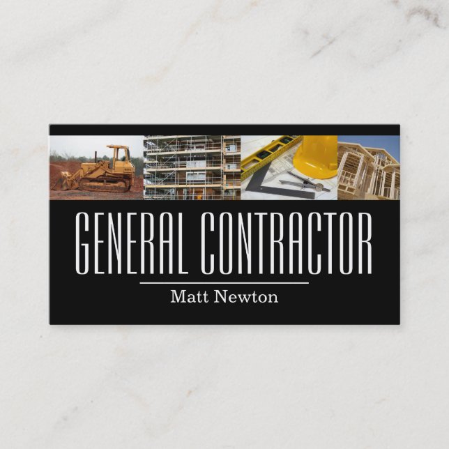 Cartão De Visita Gerente de Construtor de Empreiteira Geral de Cons (Frente)