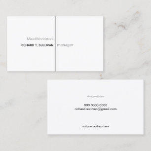 Cartão De Visita Gerente de empresa elegante e moderno b/w
