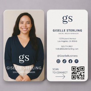 Cartão De Visita Gerente de Mídia Social Código QR de Foto Profissi
