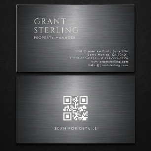 Cartão De Visita Gerente de Propriedade Código QR Metálico