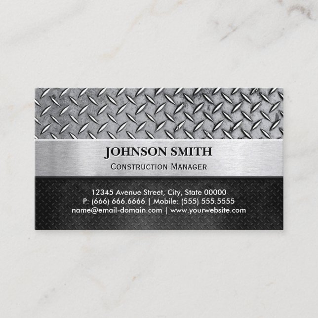 Cartão De Visita Gestor de Construção - Placa Metálica Diamante (Frente)