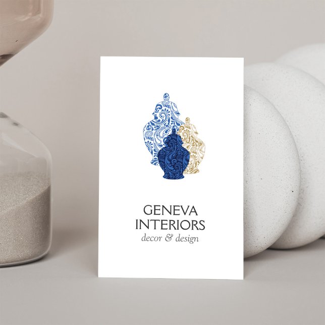 Cartão De Visita Ginger Jars Pottery Elegant Interior Designer (Criador carregado)