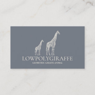 Cartão De Visita Girafa Lowpoly Animal Navy Sage Creme qr