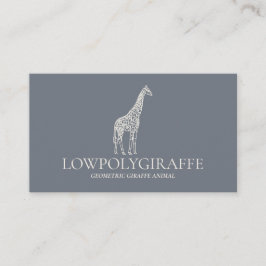 Cartão De Visita Girafa Navy Sage Cream Animal Baixo Poli