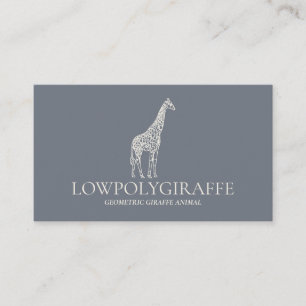 Cartão De Visita Girafa Navy Sage Cream Animal Baixo Poli