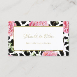 Cartão De Visita Giraffe Impressão e Beleza Floral Rosa Boutique