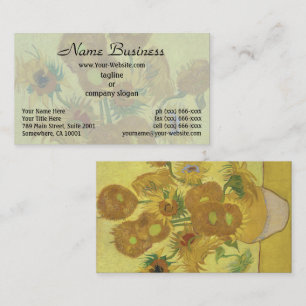 Cartão De Visita Girassóis de Van Gogh - Amarelo Vibrante sobre Ama