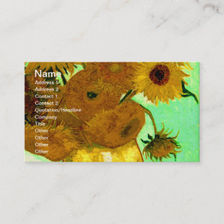 Cartão De Visita Girassóis em Vase Van Gogh Fine Art