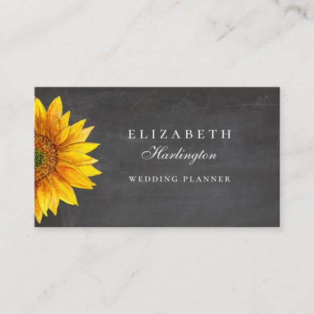 Cartão De Visita Girassol. Flor rústica. Profissional de quadro (Frente)