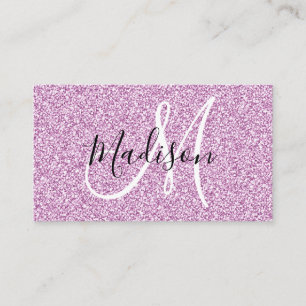 Cartão De Visita Girly & Glam Lilac Roxo Glitter Monograma