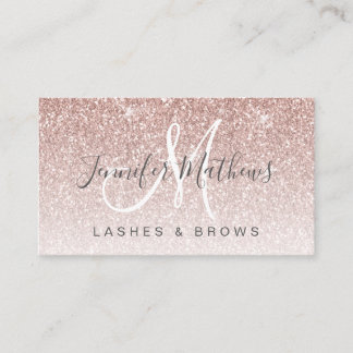 Cartão De Visita Girly Glam Rosa Dourada Lashes Brilhante Salão