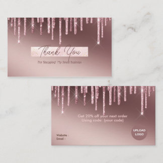 Cartão De Visita Girly Makeup Artist Glitter Obrigado