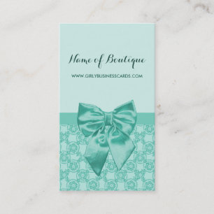 Cartão De Visita Girly Mint Green Lace Patterine Feminine Ribbon