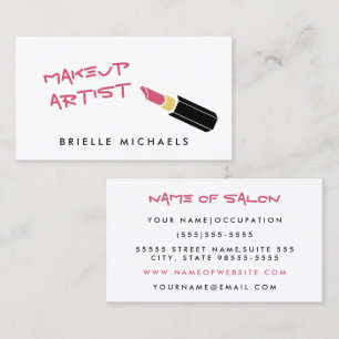 Cartão De Visita Girly Mod Pink Lipstick Makeup Artista