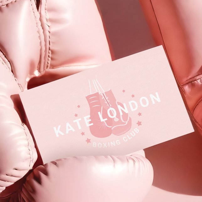 Cartão De Visita Girly Modern Trendy Online Boxing Glove Club (irly Modern Trendy Online Boxing Gloves Club Business Card)