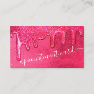 Cartão De Visita Girly Neon Pink Thick Glitter Drips Compromisso